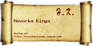 Hovorka Kinga névjegykártya